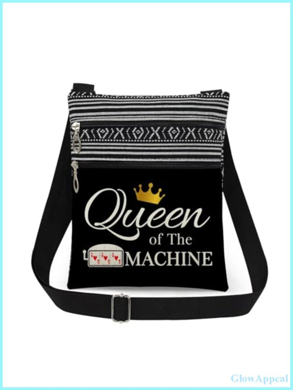 Polyester Crossbody Bag Adjustable Strap Double Zipper Sling